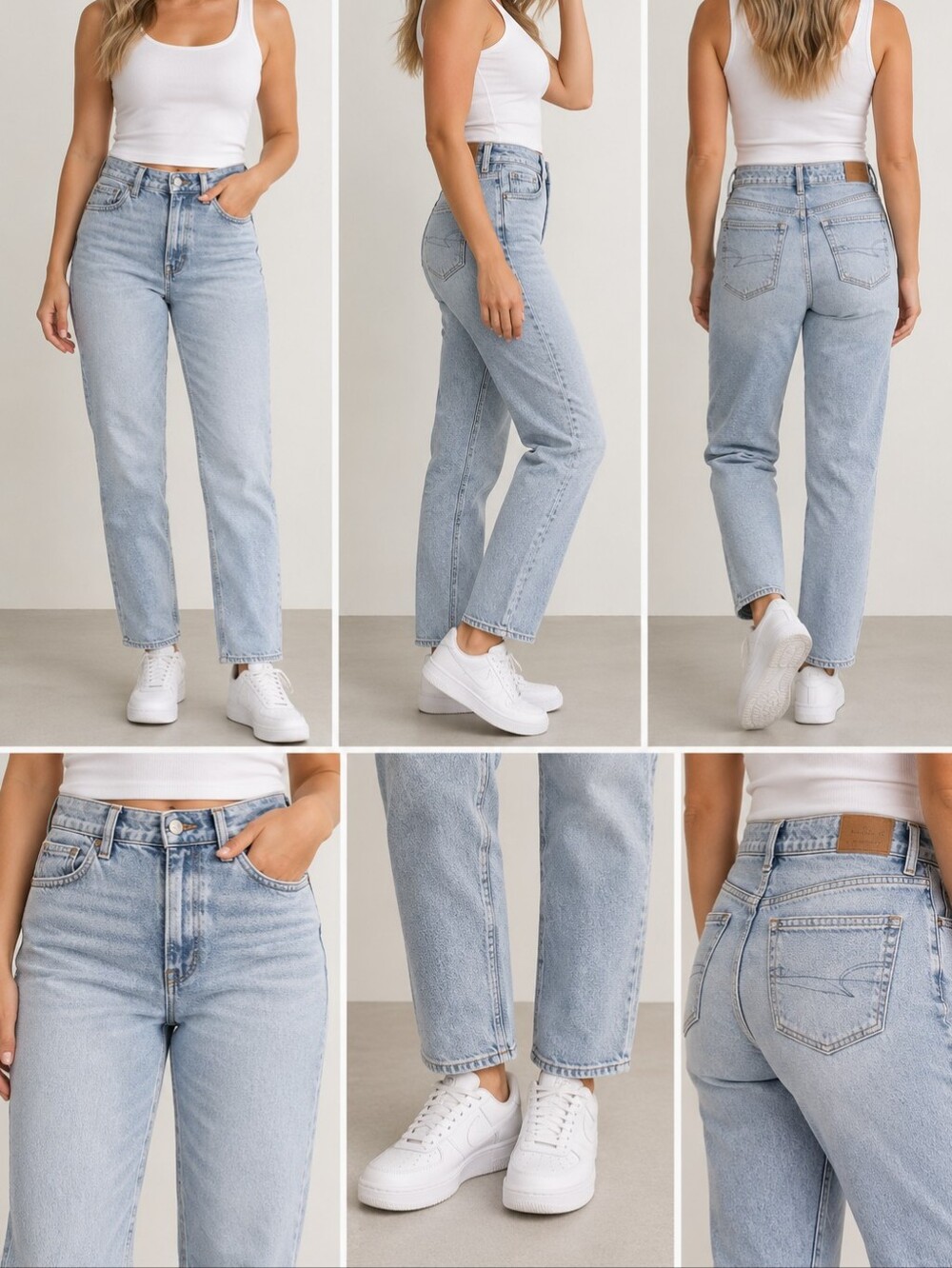 American Eagle Strigid Jeans Women’s 4 High Rise Straight Leg Light Wash 28”